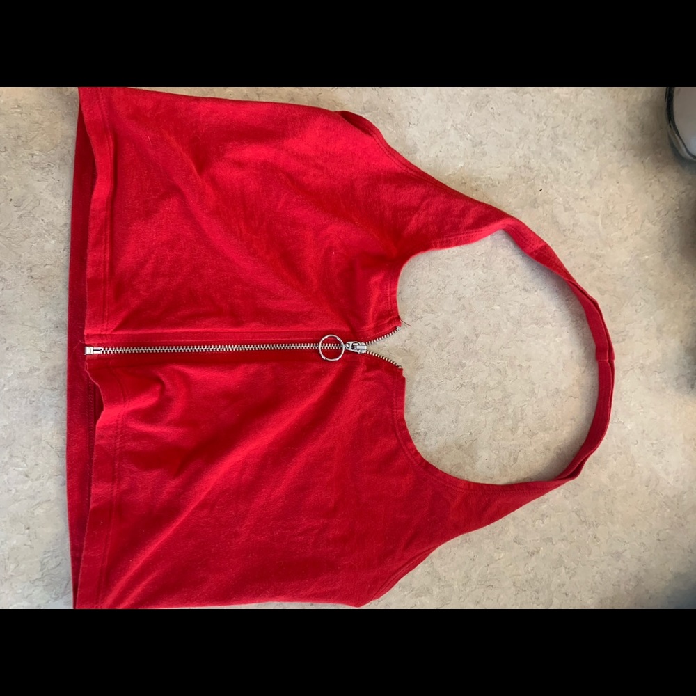 Red halter crop top